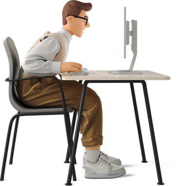 A person building at a computer