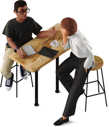 Two people reviewing results together